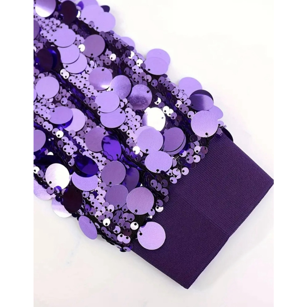 Purple Sequin Zipper Front Jacket - Picture 6 of 8